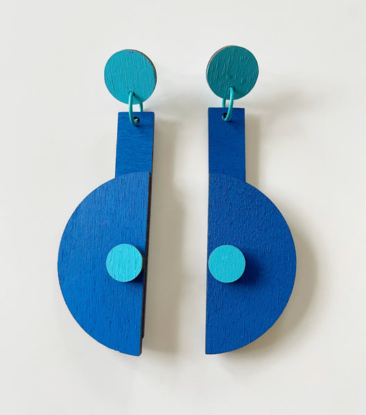 Nina plywood earring - Blue