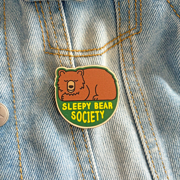 Sleepy Bear Society wooden pin