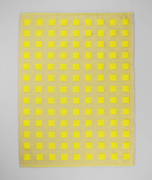 Squares Yellow & Oat tea towel