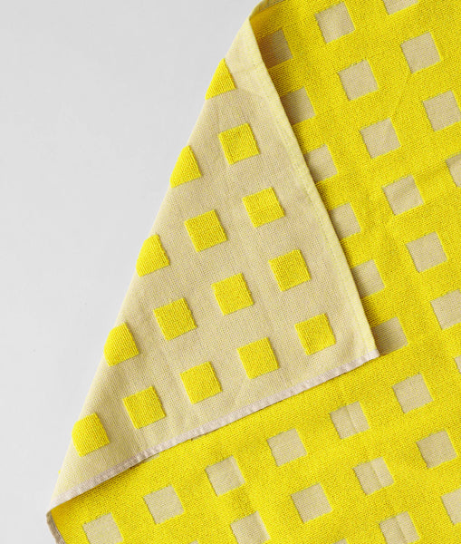 Squares Yellow & Oat tea towel