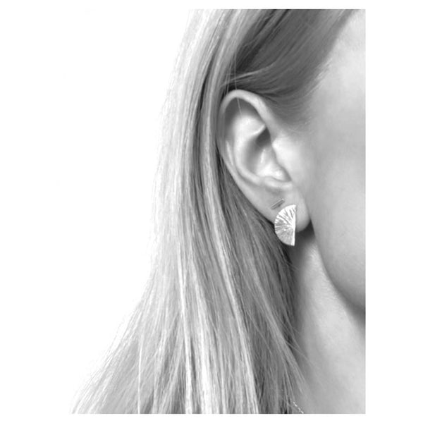 Brass semi circle stud earrings