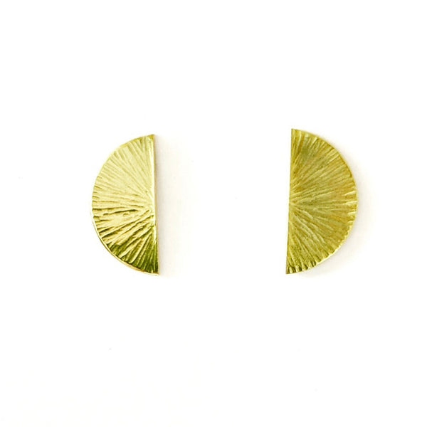 Brass semi circle stud earrings