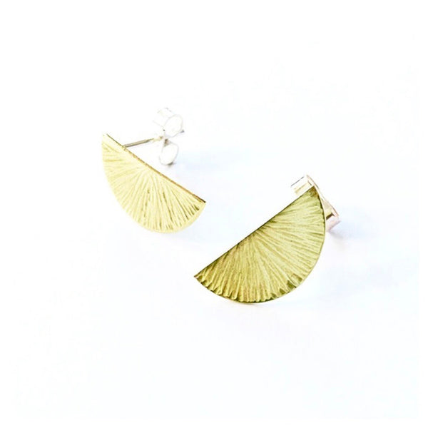 Brass semi circle stud earrings