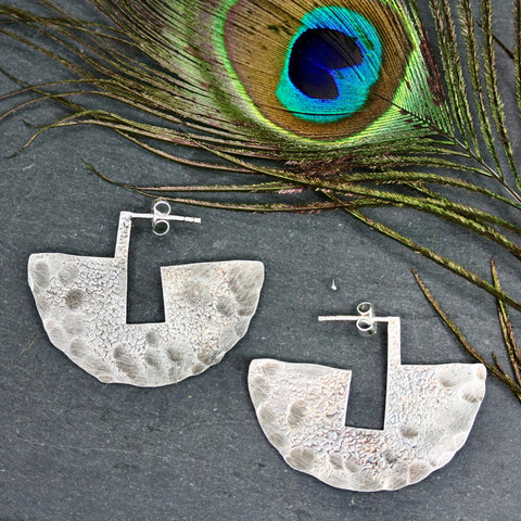 Large silver geometric earrings