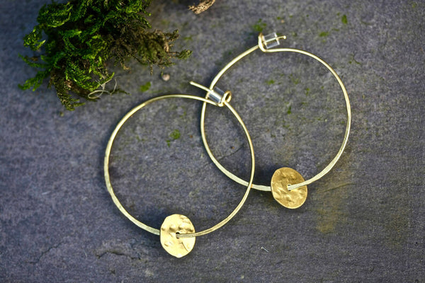 Large brass hoops with brass disc