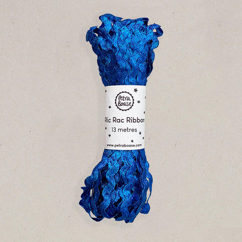 Metallic ric rac ribbon - sapphire blue