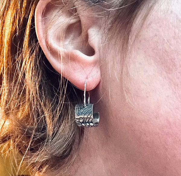 Sea Foam Drop Cuff Earrings