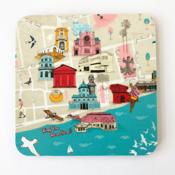 Worthing map coaster