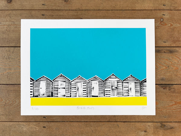 Beach Huts screen print