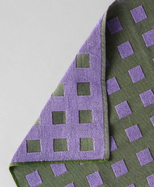 Squares Olive & Lilac tea towel