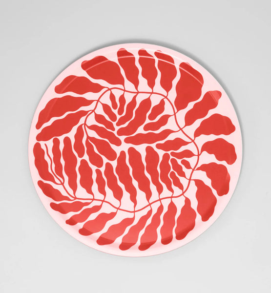 Red Leaves Round Tray