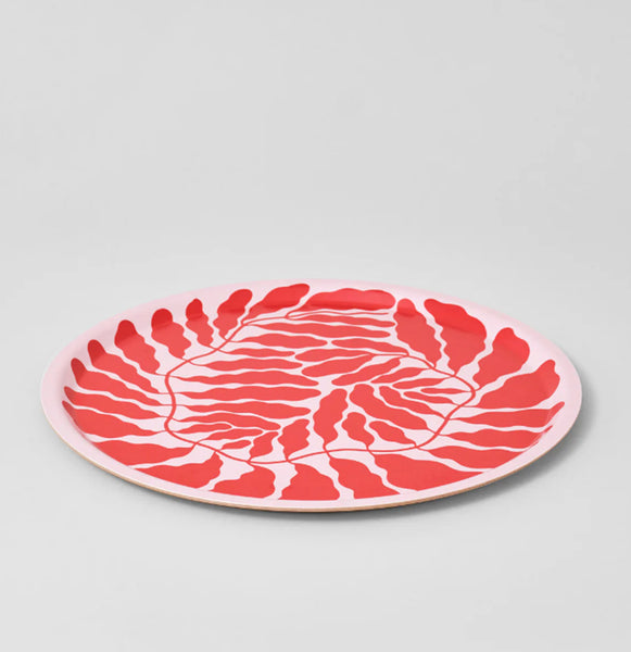 Red Leaves Round Tray
