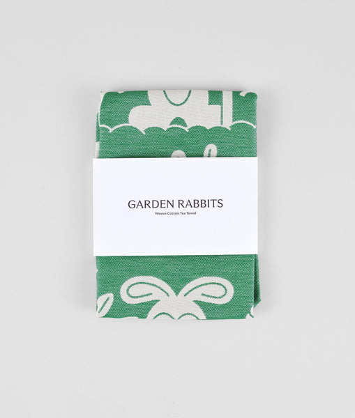 Garden Rabbits tea towel