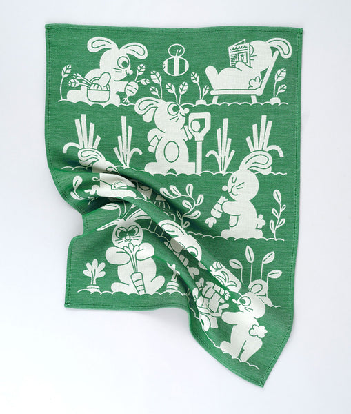 Garden Rabbits tea towel