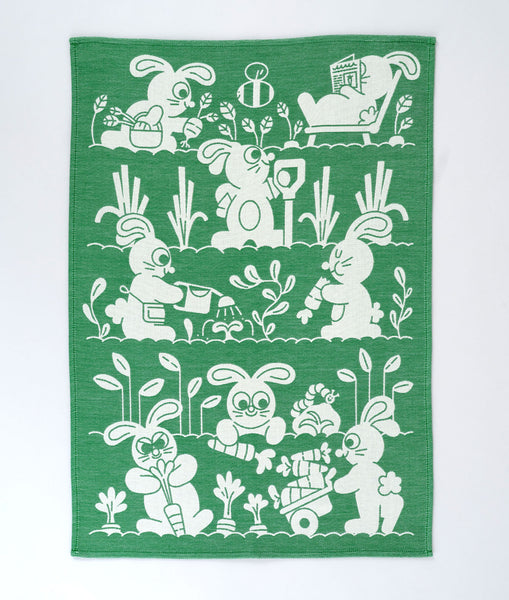 Garden Rabbits tea towel