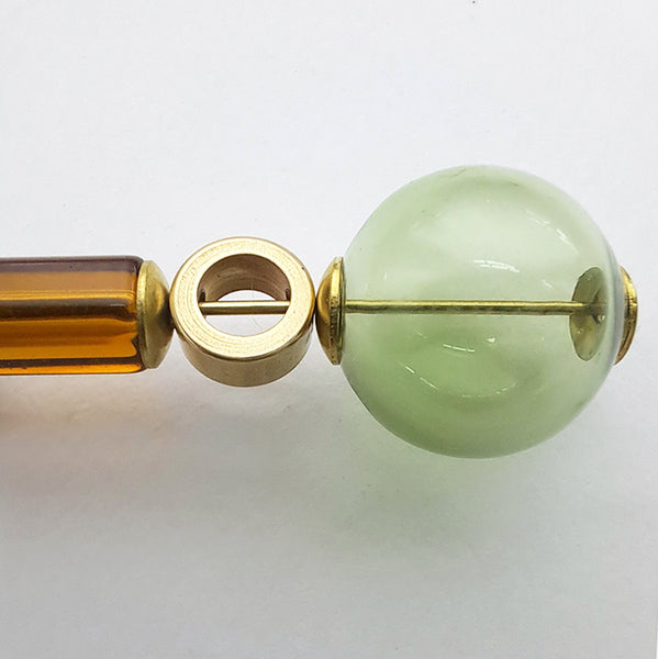 Glass bubble & cylinder long earrings