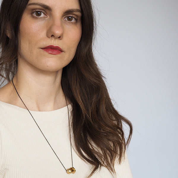 Solid brass ball & disc necklace