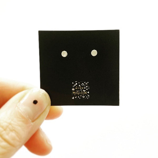 Tiny recycled silver hammered disc stud earrings
