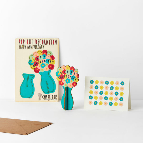 Anniversary flowers pop out card