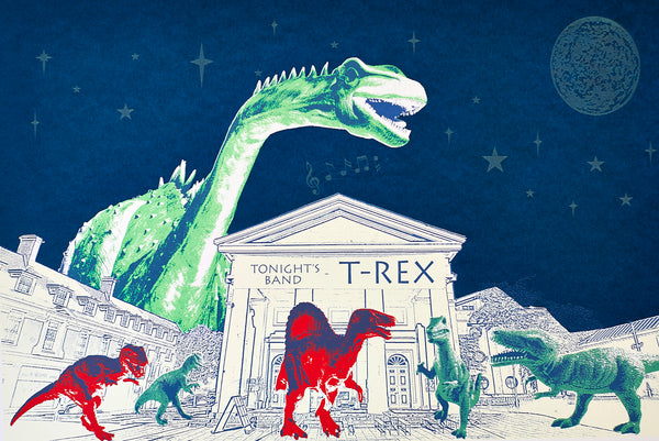 Dancing Dinos Greetings Card - Inspired