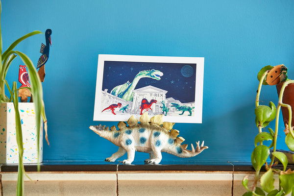 Dancing Dinos Greetings Card - Inspired
