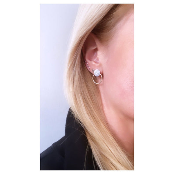 Silver and brass stud hoop earrings