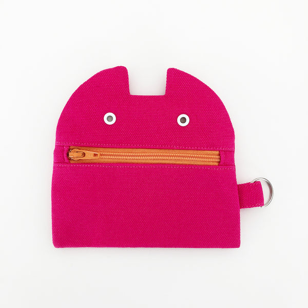 Pink zip monster coin purse