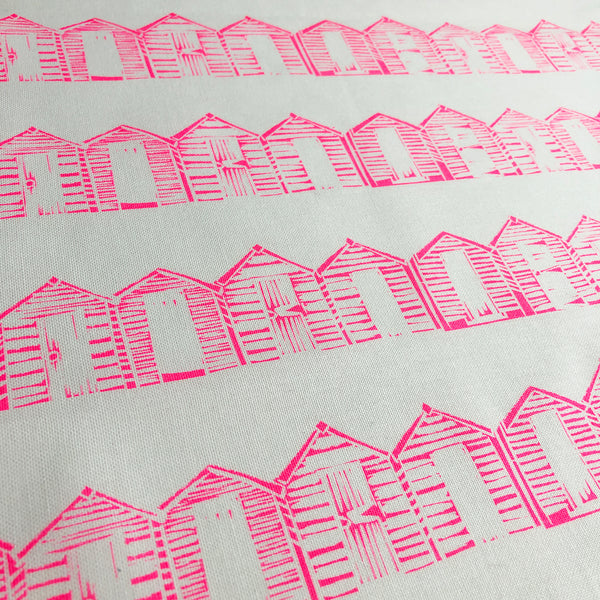 Beach Huts tea towel