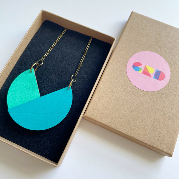 Peaky teal & mint, teal & gold necklace