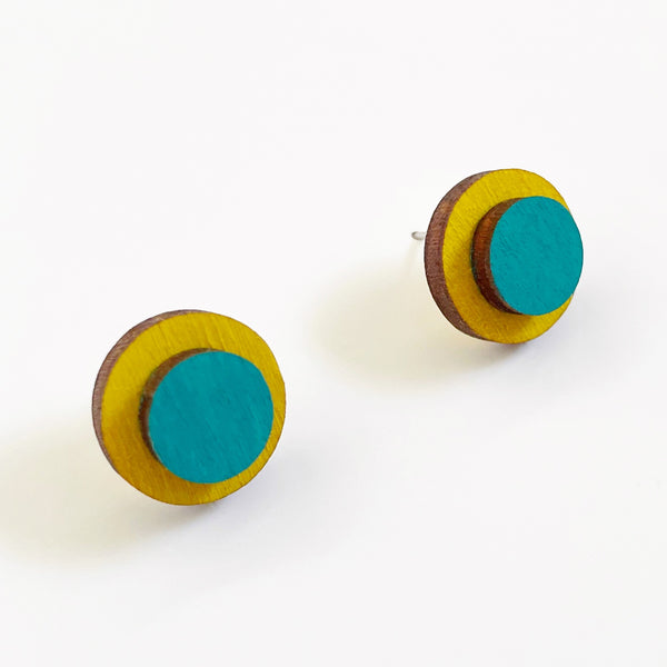 Dot plywood yellow& teal studs