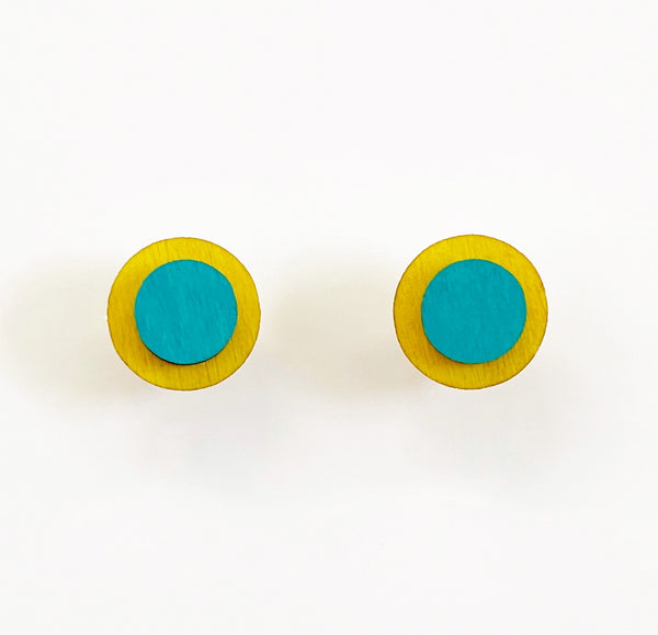 Dot plywood yellow& teal studs