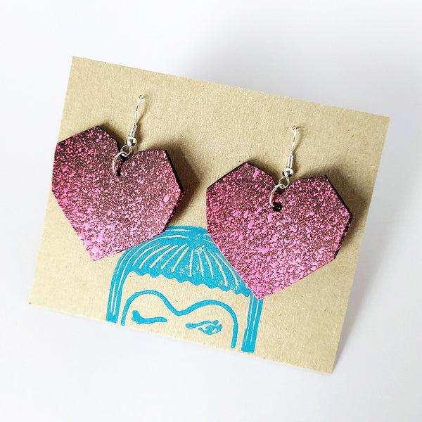 Geometric heart dangle earring