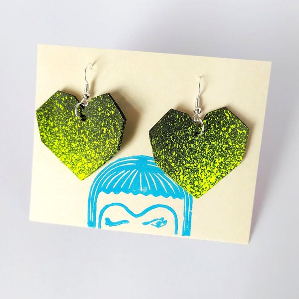 Geometric heart dangle earring