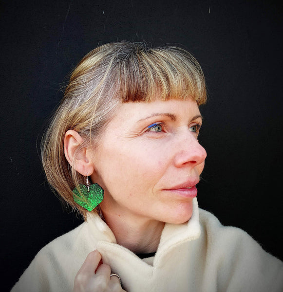 Geometric heart dangle earring