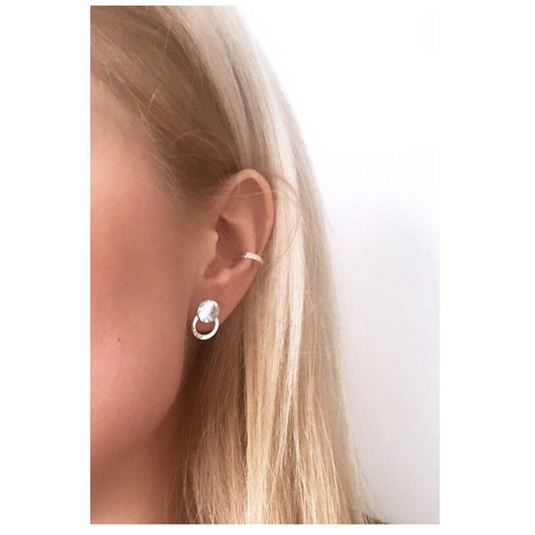 Silver circle and hoop stud earrings