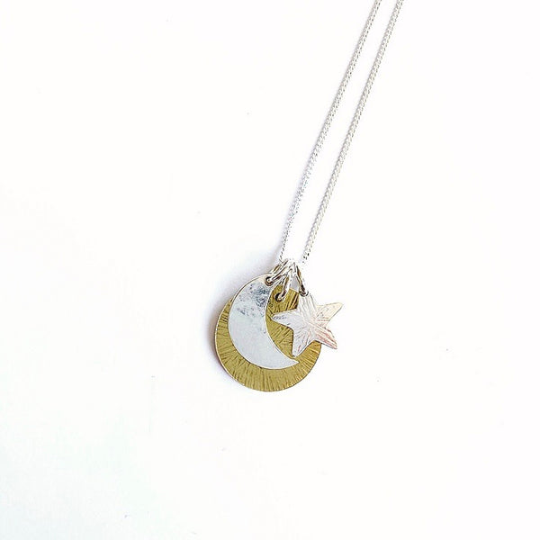 Sun, moon and star pendant necklace