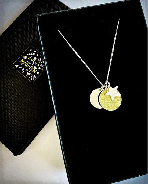 Sun, moon and star pendant necklace