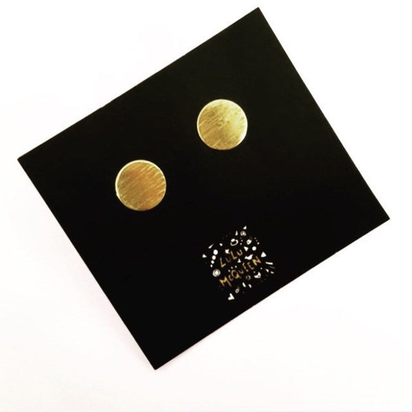 Hammered brass disc stud earrings