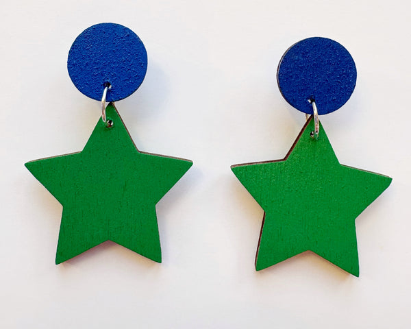 Star green & blue plywood dangle