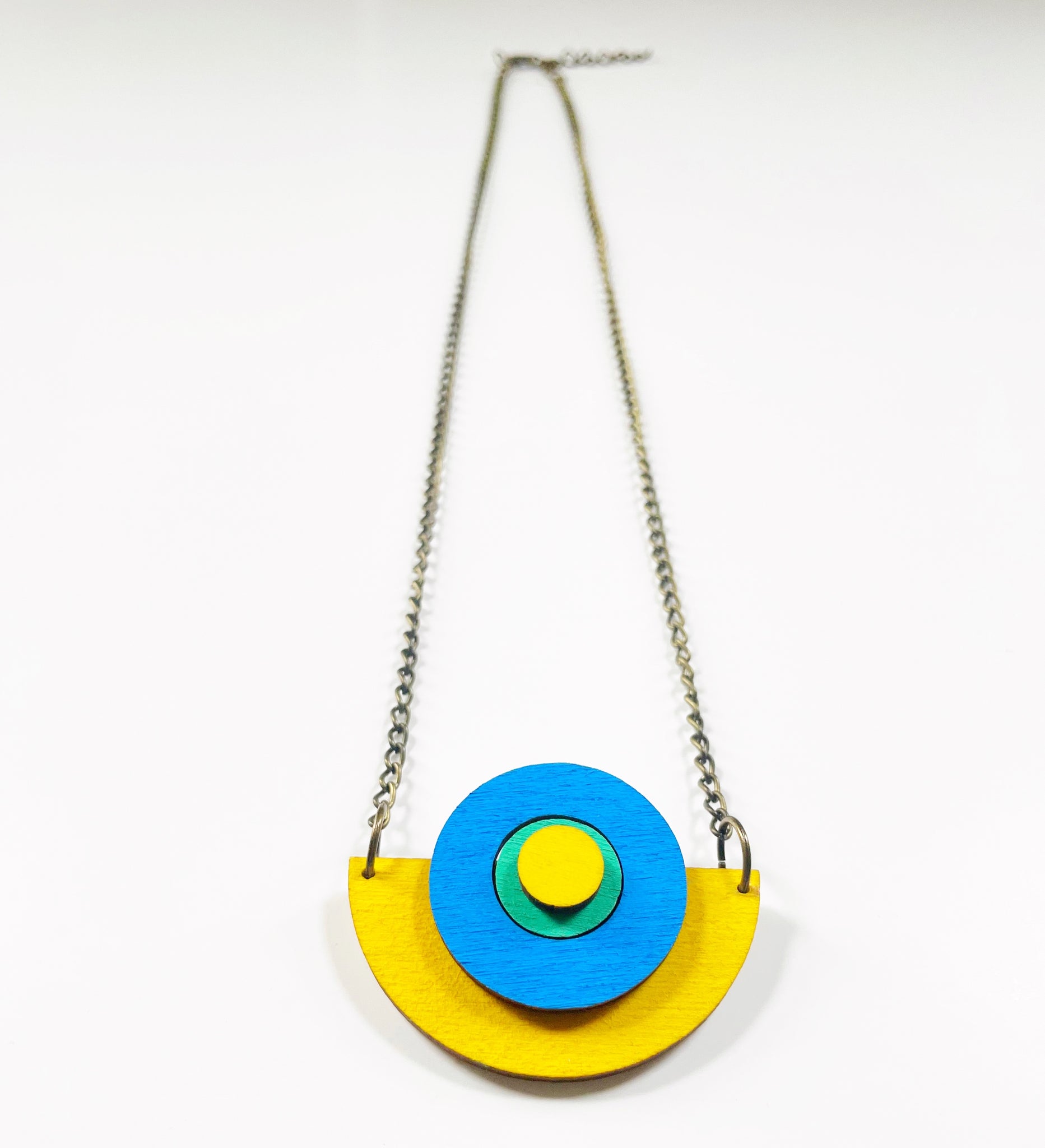 Luna mint, blue & yellow necklace