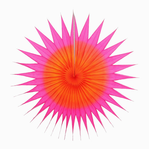 Two Tone Pointed Fan - fuchsia and tangerine
