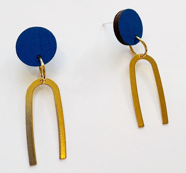 Mouse blue & brass dangle
