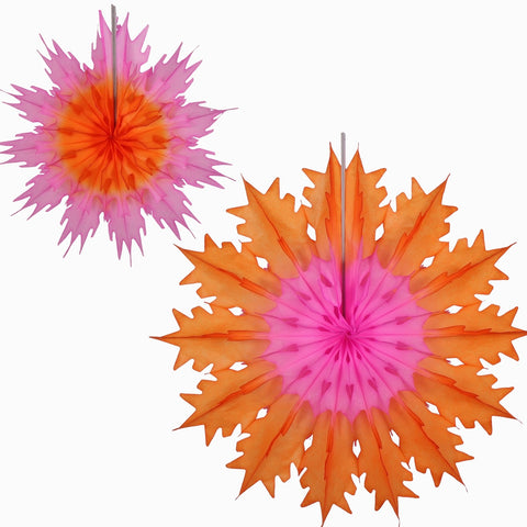 Classic Snowflake Fan - fuchsia and tangerine duo