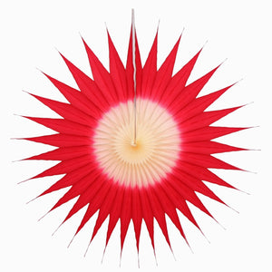 Two Tone Pointed Fan - crimson and natural
