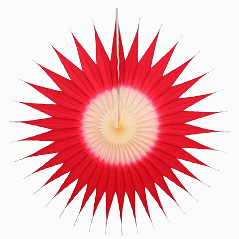 Two Tone Pointed Fan - crimson and natural