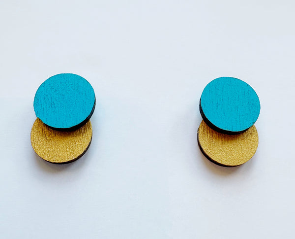 Tiddles blue & gold studs