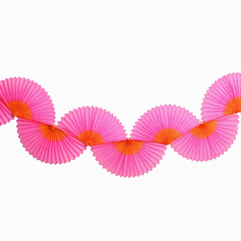 Two Tone Fan Garland - fuchsia and tangerine