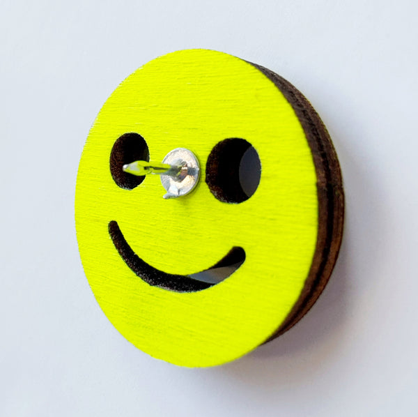 Smiley yellow pin brooch
