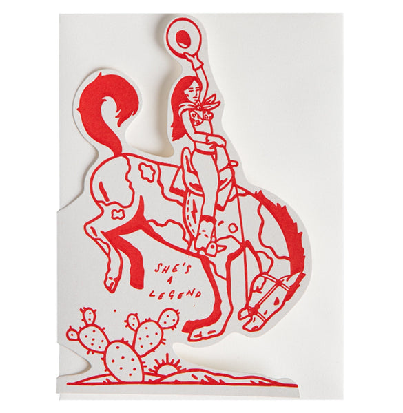 She's A Legend greetings card