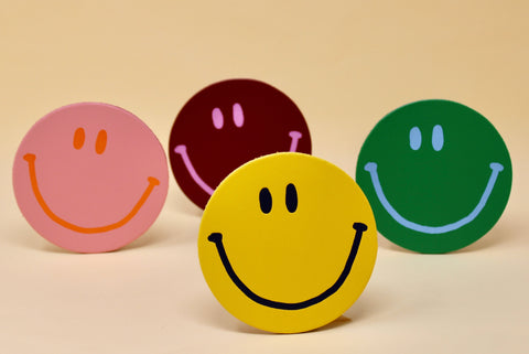 Smiley Leather Coasters - pack of 4
